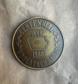 collectible centennial coin, 1(contact info removed), woolstock, iowa, the french church