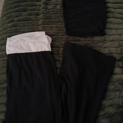 Black And White Tube Top And Flared Foldable Leggings