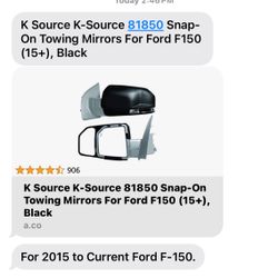 K Source Snap-On Towing Mirrors Used 1x 