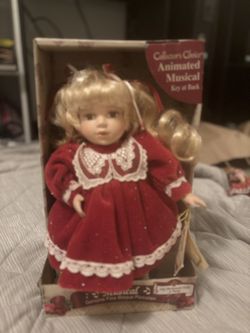 Collector’s Choice Porcelain Doll – Musical, Red Dress, COA (minor flaws, never removed) 