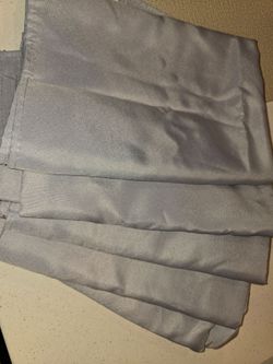 Set of five silver/gray square table cloths $35.00
