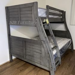 Twin Full Grey Bunkbed With Ortho Mattress Included!!