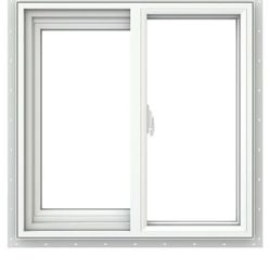Jeld-Wen V-2500 23-1/2-in x23-1/2-in Left Handed White With White Interior Vinyl Sliding Window With Tempered Glass ( Full Screen Included)