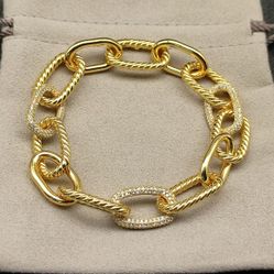 David Yaman Madison Chain-Link Multi-Gold Color Diamond Bracelet