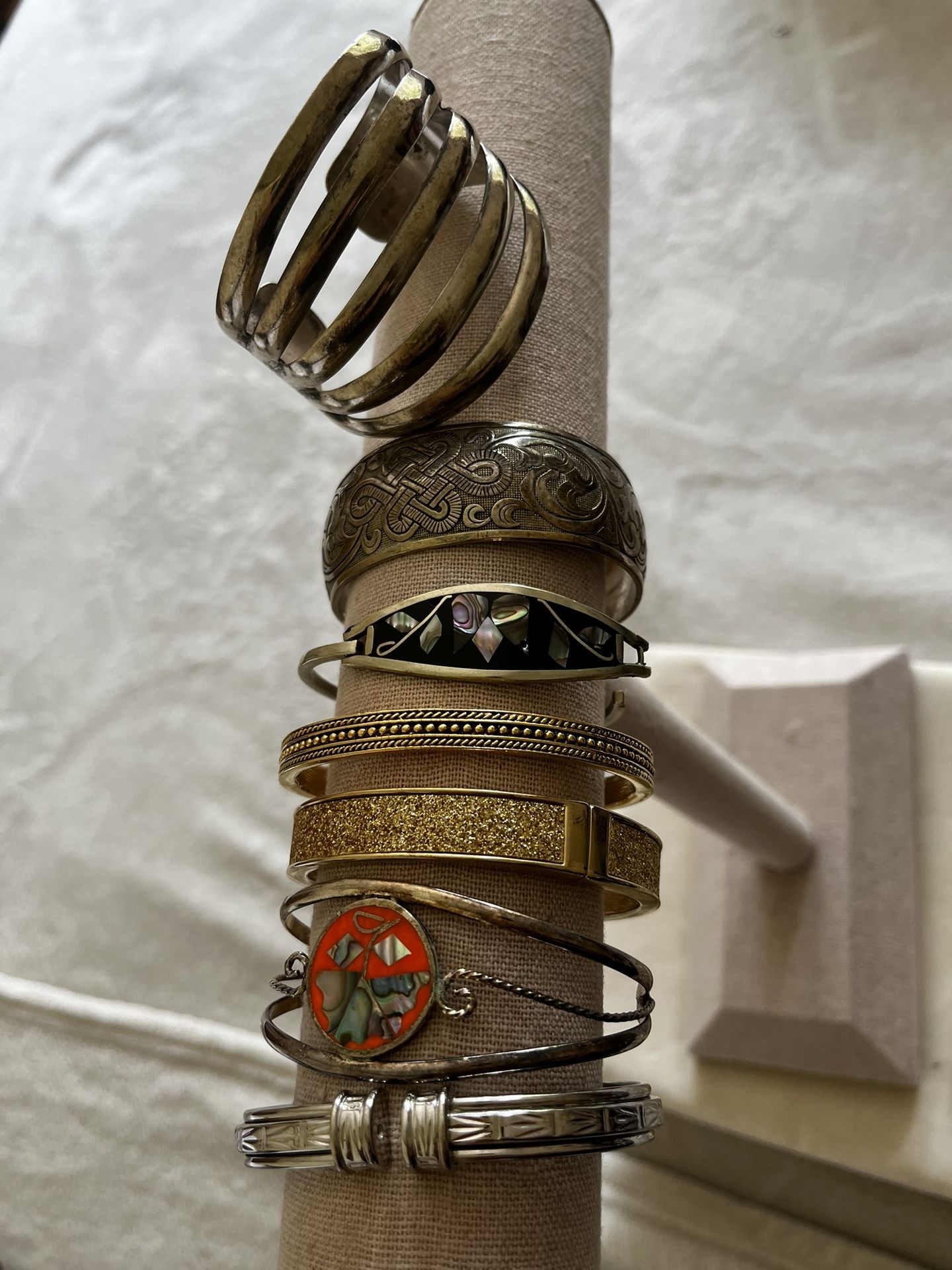 Vintage Cuff Bracelets With Silver And Gold Tones 