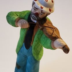 5 1/2" Vintage EMMETT Kelly Jr Hobo Clown with Violin Figurine Flambro Collection