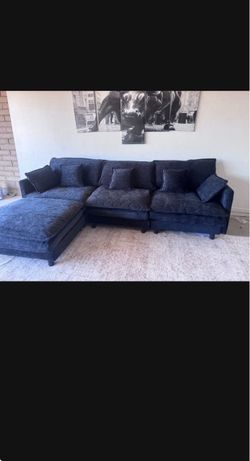 Black modular sectional sofa couch sala ottoman