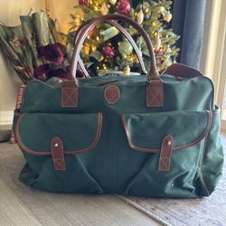 Vintage Ralph Lauren Green Duffel Bag With Leather Handles Includes Crossbody Strap Excellent Vintage Condition