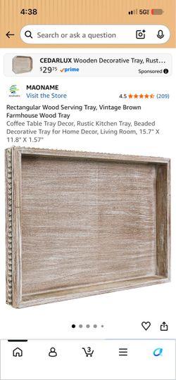 Maoname Rectangular Farmhouse Wood Serving Tray
