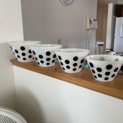 Antique Fire King black polka dot nesting bowls