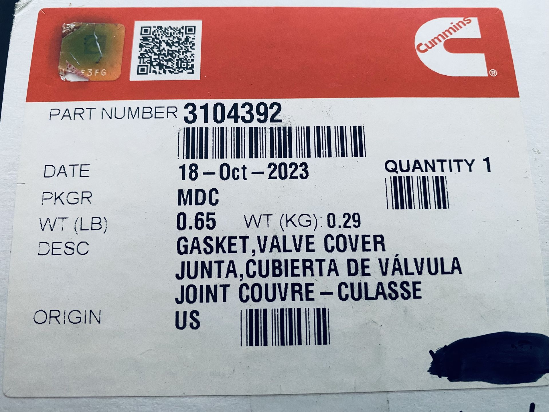 Cummins Valve Cover Gasket