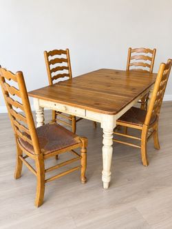 Ethan Allen Rustic Farmhouse Dining Table & 4 Chairs