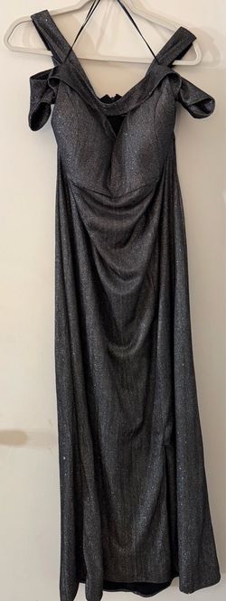 Black Glitter Off-Shoulder Formal Gown