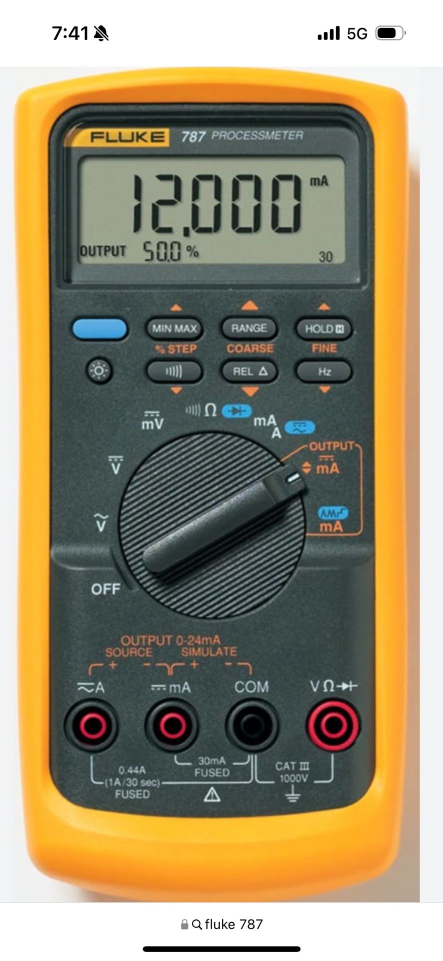 Fluke 787 Multi Meter With Leads And Hanging Magnet