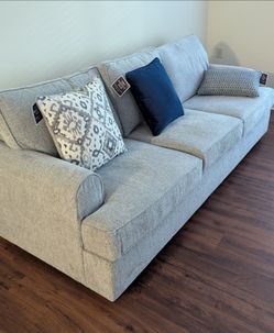 Light Gray Fabric Three-Seat Sofa