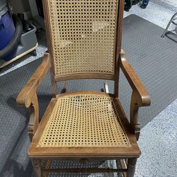 Antique Rocking  Chair With Cane Seat Back & Seat Bottom