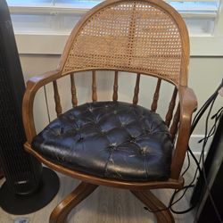 Wicker Office Rolling Chair Vintage 