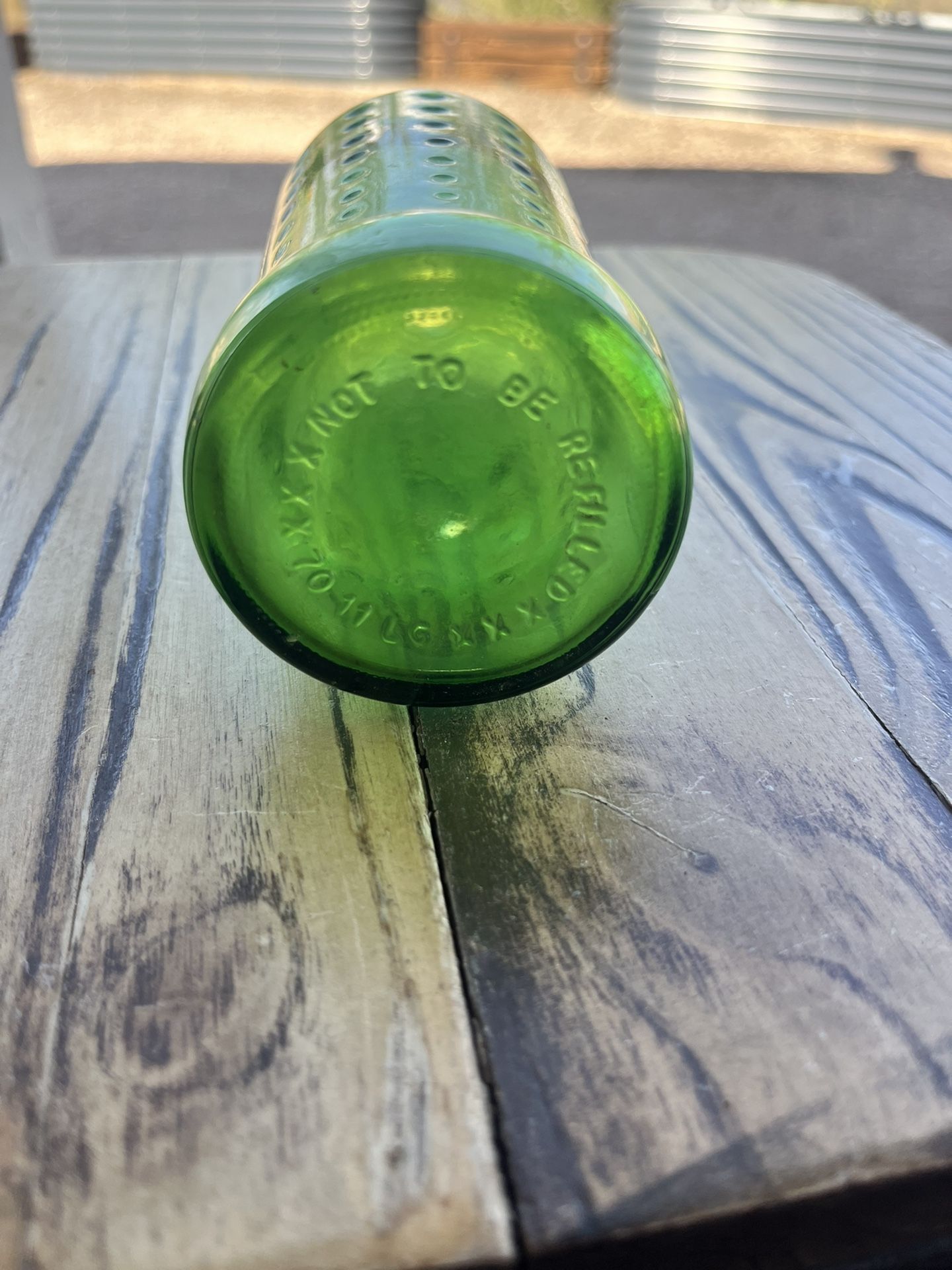 Vintage 1970s Green beveled 10oz glass Sprite bottle for Sale in