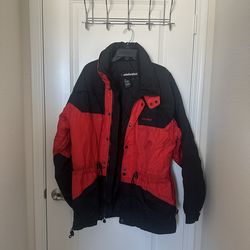 Edelweiss Vintage 80s Snow Powder Jacket Red & Black Men's L