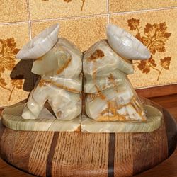 Vintage Alabaster Figural Bookends 