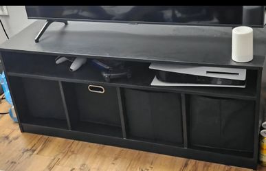 Black TV Stand With Storage Cubbies