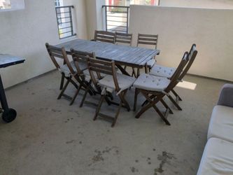 Ikea wooden outdoor table and 8 chairs