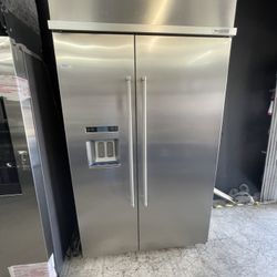 Kitchen Aid 48” Built In Refrigerator In Stainless Steel With Led Lights 