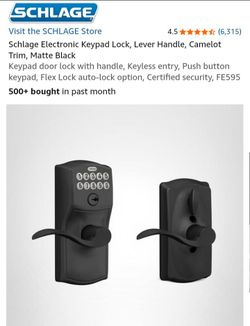 Schlage Electronic Keypad Door Lock Matte Black