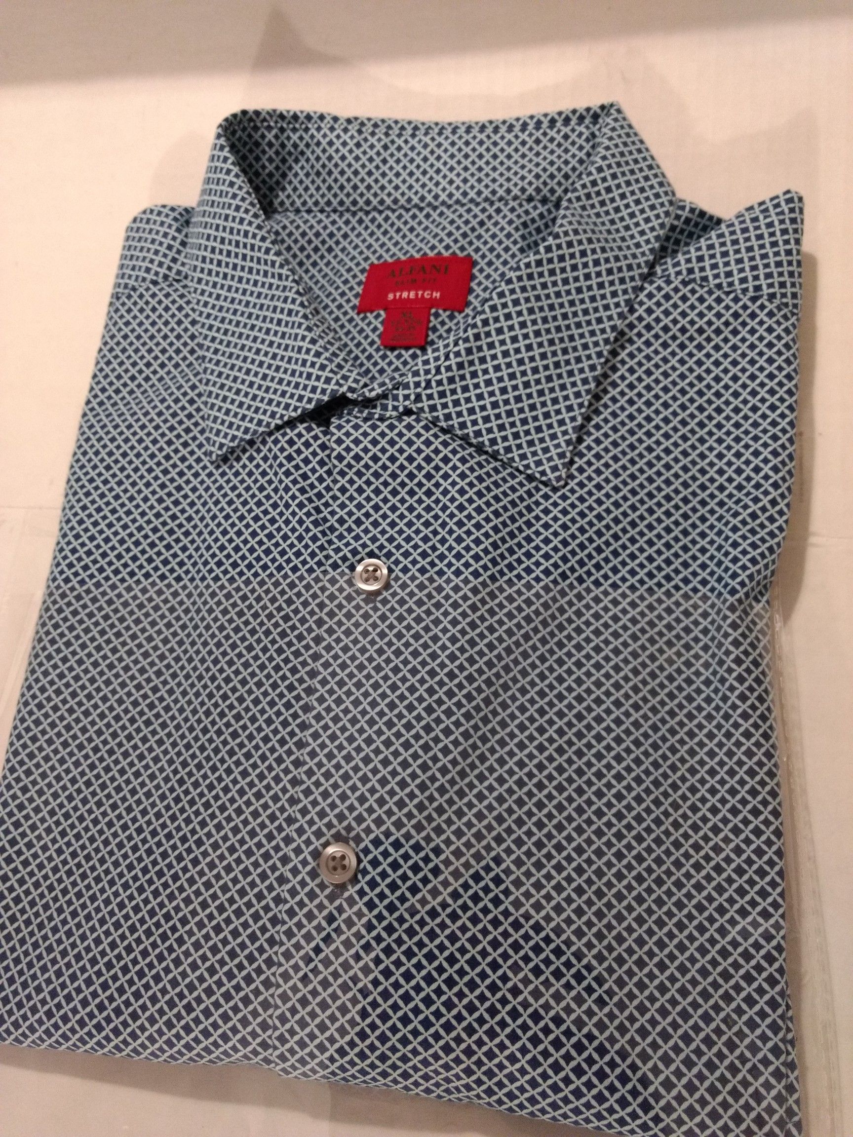 Alfani men's XL slim-fit dress shirt, Navy blue geo-print