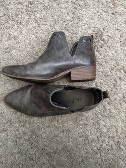 Women's Gray Leather Ankle Booties