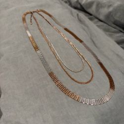 $5 QUICK SALE: Contemporary Tri-Tone Multi-Strand Layered Mesh Necklace • I HAVE MORE JEWELRY CHECK MY PAGE!!!