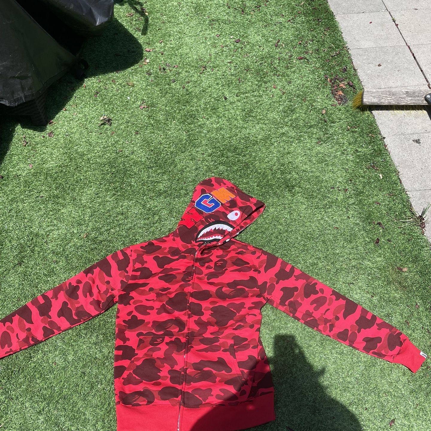 Bape Red Camo Shark Full Zip Hoodie