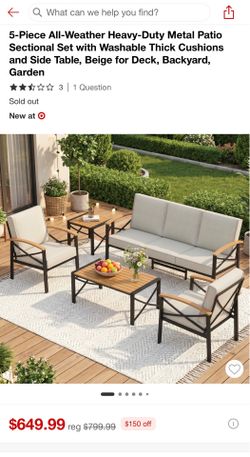 5 Piece Brand new  seal packed beautiful modern design Patio set.