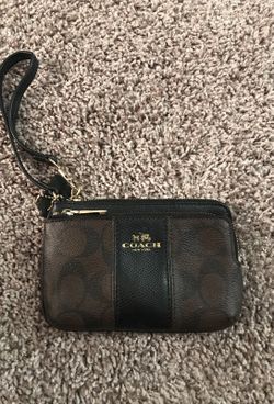 Dark Brown Monogram Coach Wristlet