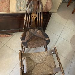 Vintage wooden chair and stool