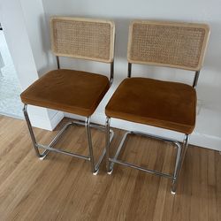 All Modern Velvet/Rattan back counter/bar stools