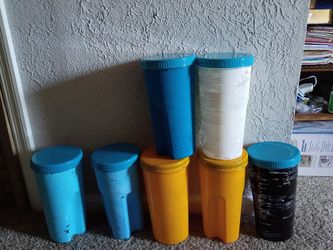 Lot of 7 Upcycled Storage Canisters / Containers with Lids (Craft / Organization)