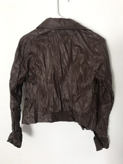 Wrinkled style brown faux leather jacket size medium