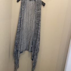 FATE heathered fringe wrap cardigan