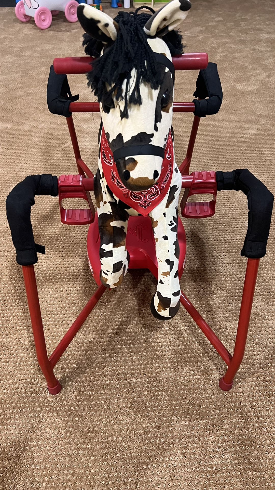 Radio Flyer Freckles Plush Interactive Riding Horse, Ride-on for Kids 2-6 Years, Realistic Sounds