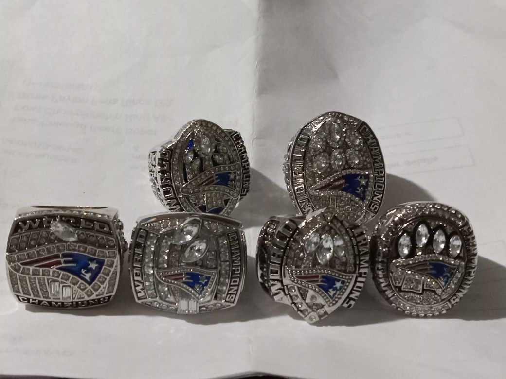 6PCs (01 '03' 04' 14' 16' 18' New England Patriots Championship Rings
