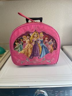 Disney Princesses Pink Sparkley Rolling Luggage Pink Glitter 14" x 16" x 6.75"