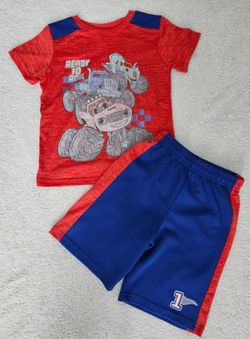 ✅️ Toddler Boy 2pc Monster Truck Print Outfit• Size 4T• Good Condition• $5firm