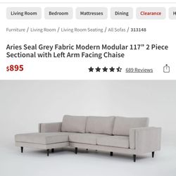 Living Spaces Grey Modern Modular Sectional Sofa
