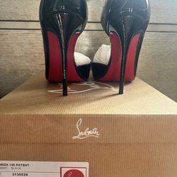 New In Box Christian Louboutin Just Me 100 Black Gold Sandal Ankle Strap  Open Heel Pump Size 39 for Sale in Yonkers, NY - OfferUp