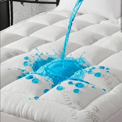 Ubauba 100% Waterproof King Size Mattress Topper, Viscose Made from Bamboo Pillow Top Mattrress