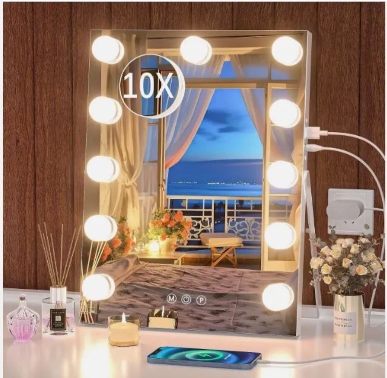 Hollywood Vanity Mirror with 11 Dimmable Bulbs Lights , Three Color Lighting Mod