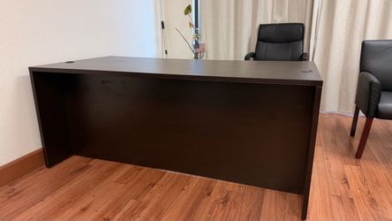 Executive Office Giant Desk in Dark Brown 71in x 35in with Drawer and File Cabinet