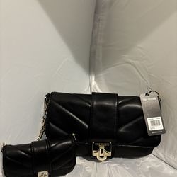 True Religion Quilted Flap Shoulder Bag & Mini Bag Set.