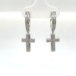 925 Silver Diamond Cross Earrings 3.50g .11CTW 183360/4 